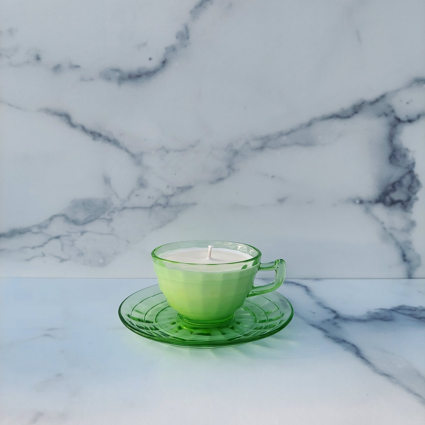 Anchor Hocking Green Block Optic Cup & Saucer 1929-1933