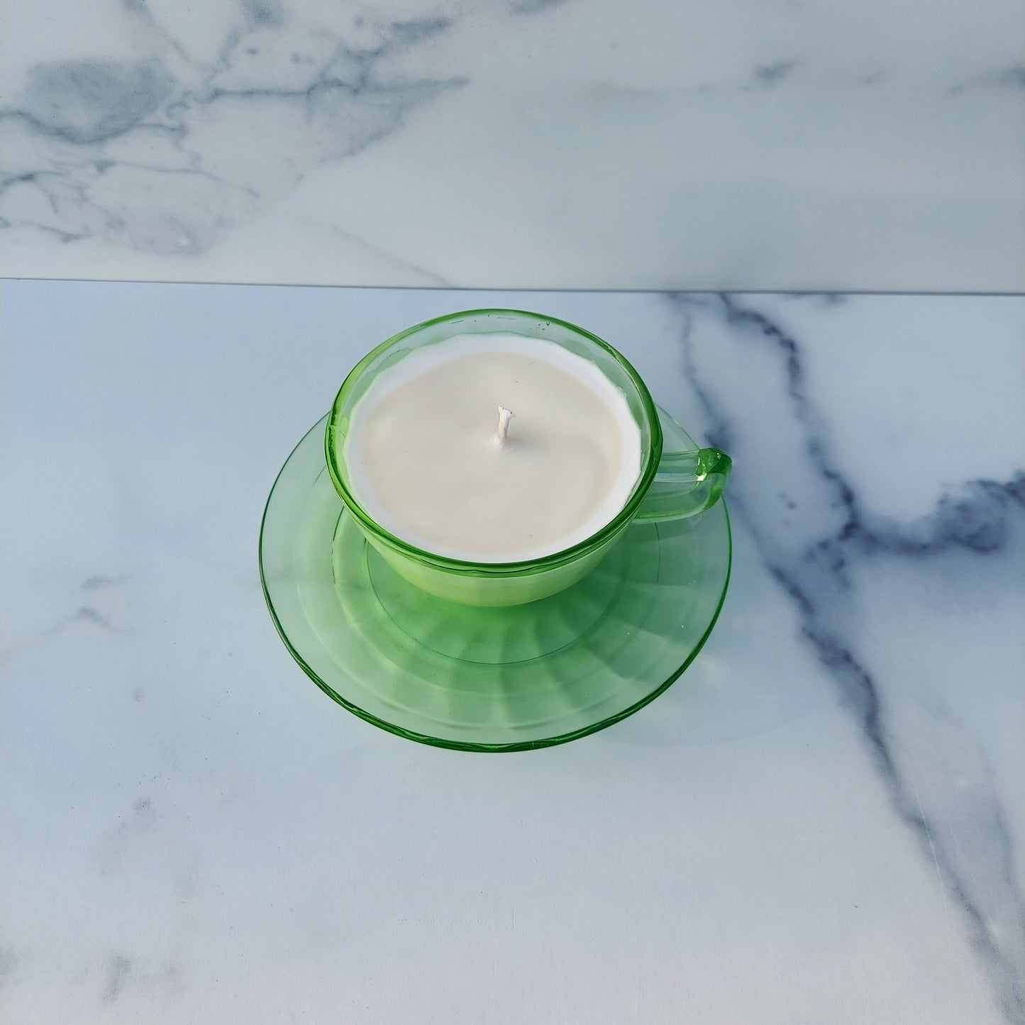 Anchor Hocking Green Block Optic Cup & Saucer 1929-1933
