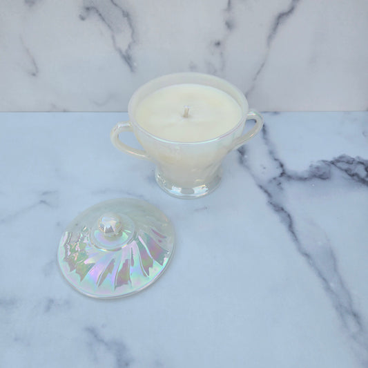 Fire King Aurora Swirl Covered Sugar 1969
