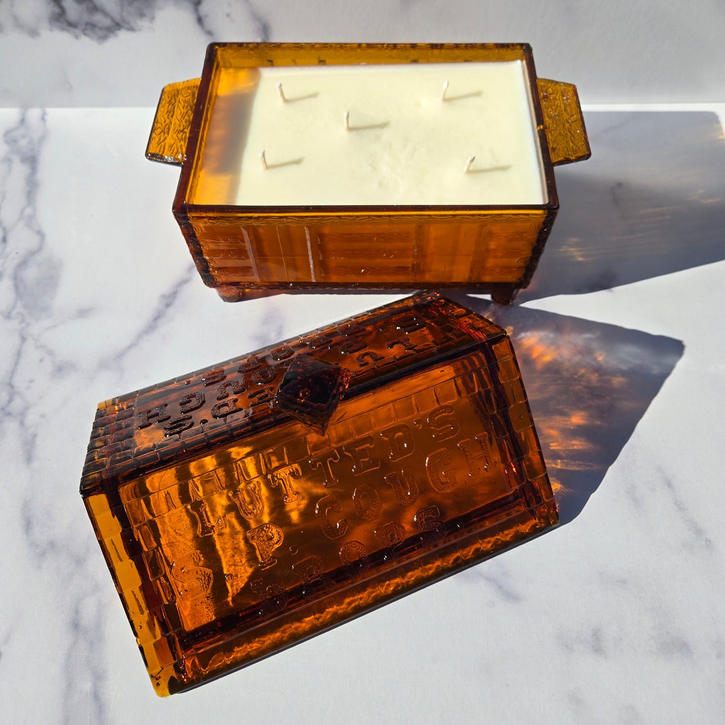 Central Glass Amber Log Cabin Reproduction 1990s