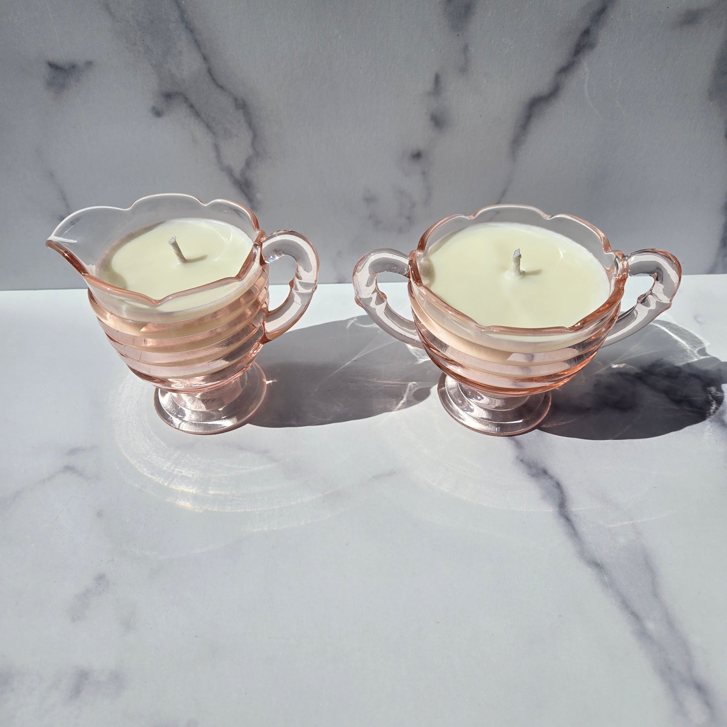 Unknown Pink Creamer & Sugar 1930s