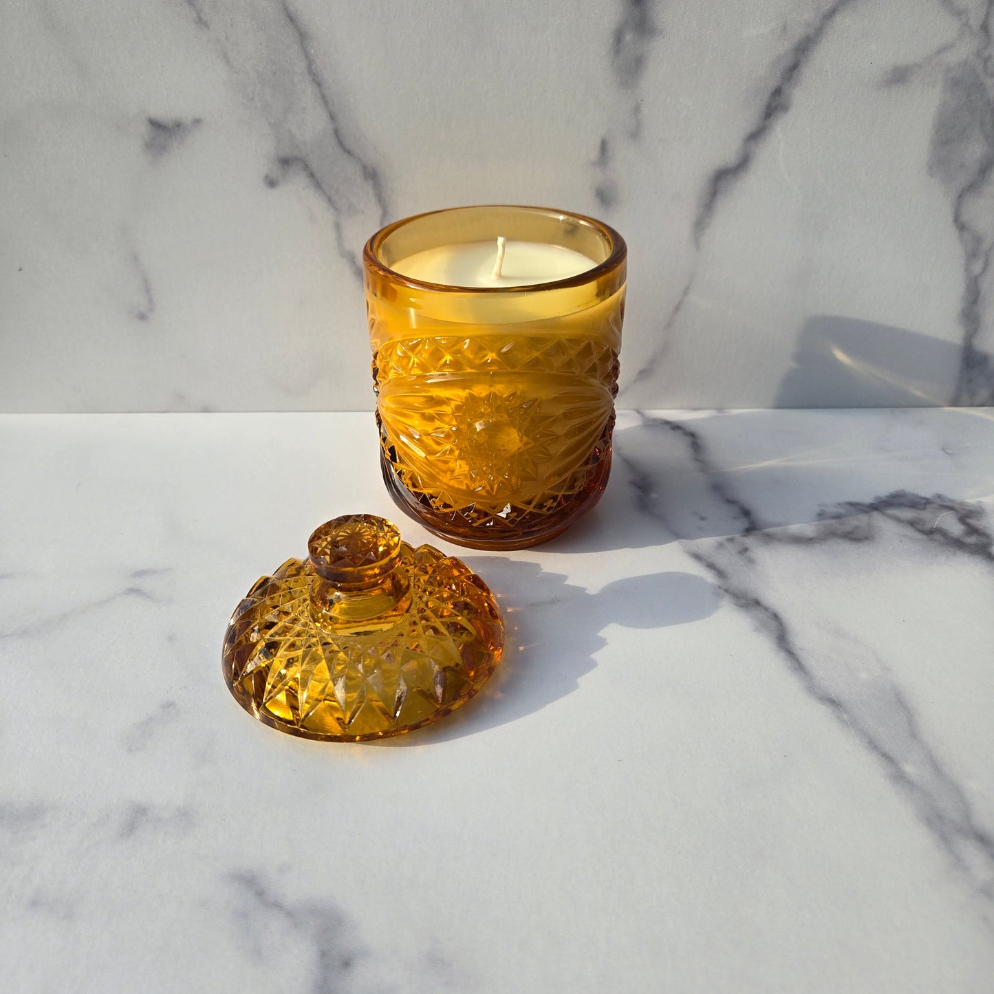 Imperial Amber Hobstar Biscuit Jar 1970s
