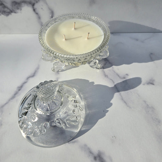 Portieux Vallerystahl Clear Argonaut Shell Candy Dish 1960s