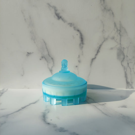Taussant Satin Blue Jester Powder Jar 1930s