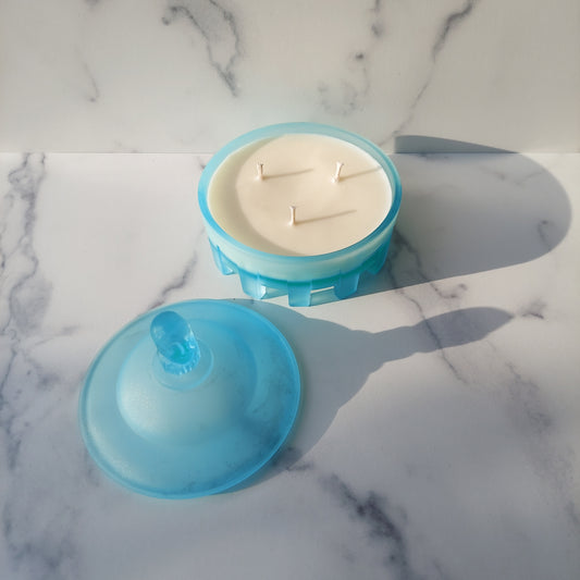 Taussant Satin Blue Jester Powder Jar 1930s
