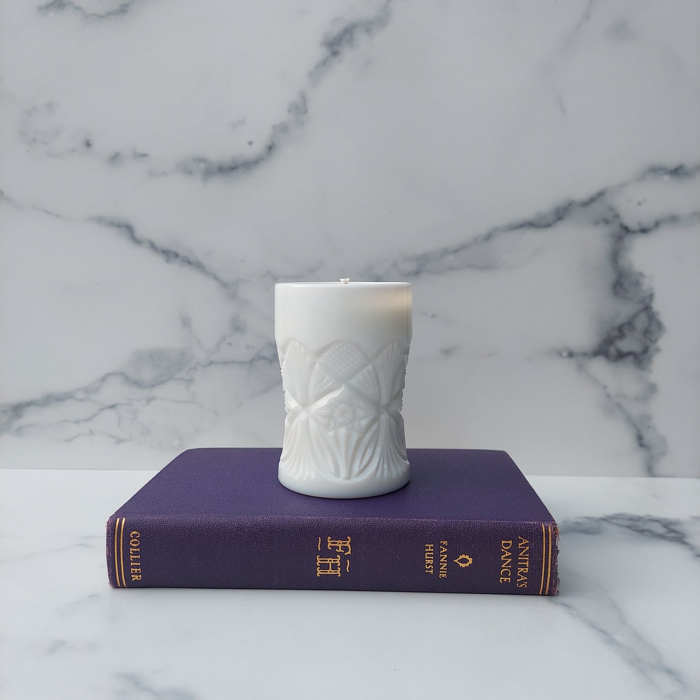 Mosser Milk Glass Diamond Cut Tumbler 1979