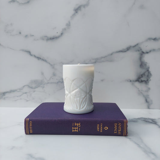 Mosser Milk Glass Diamond Cut Tumbler 1979