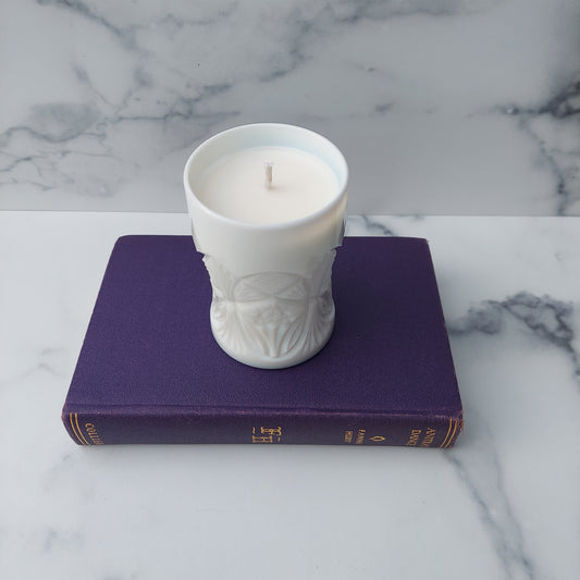 Mosser Milk Glass Diamond Cut Tumbler 1979