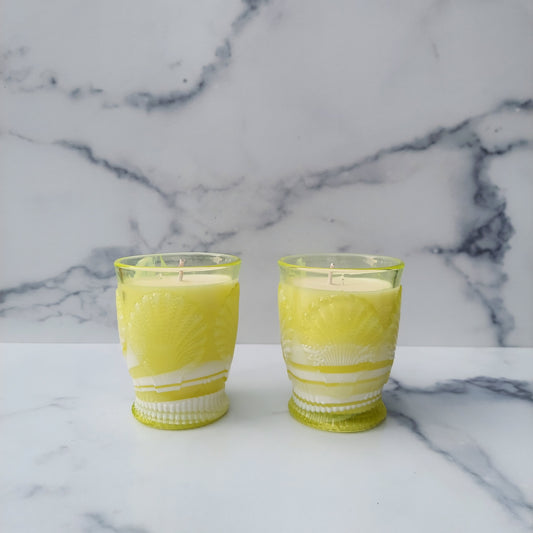 Mosser Vaseline Beaded Shell Tumbler 1980s