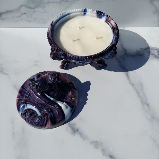 Westmoreland Purple Marble Argonaut Shell Dish 1970s