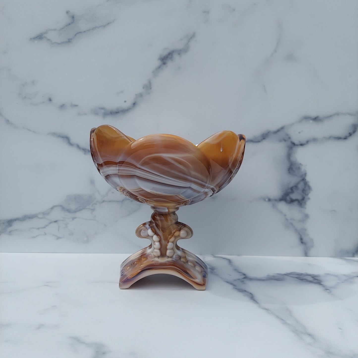 Imperial Caramel Slag Saddle Base Compote 1964-1969
