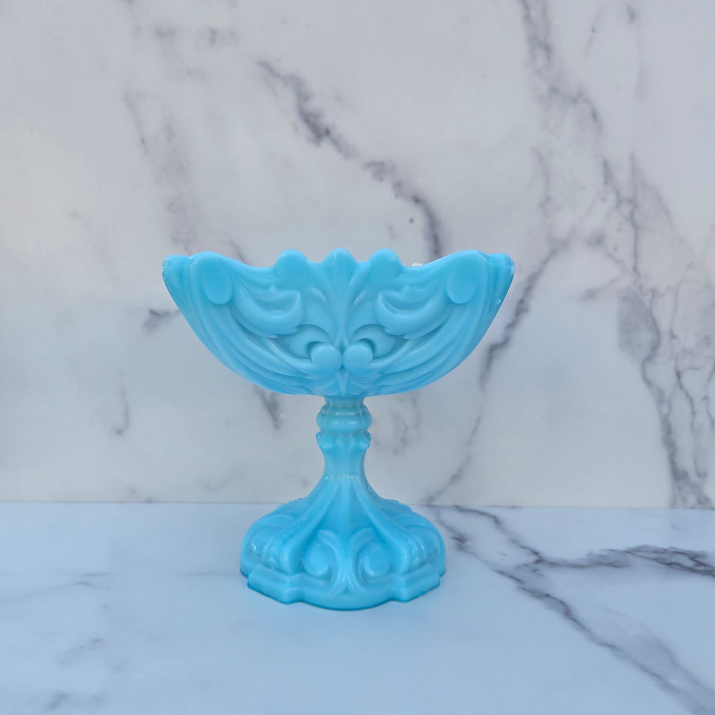 Portieux Vallerystahl Blue Opaline Compote 1930s