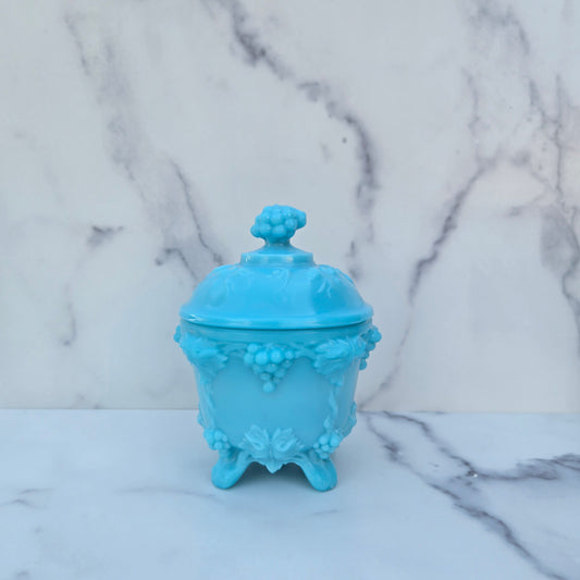 Portieux Vallerystahl Blue Opaline Grape and Vine Dish 1933