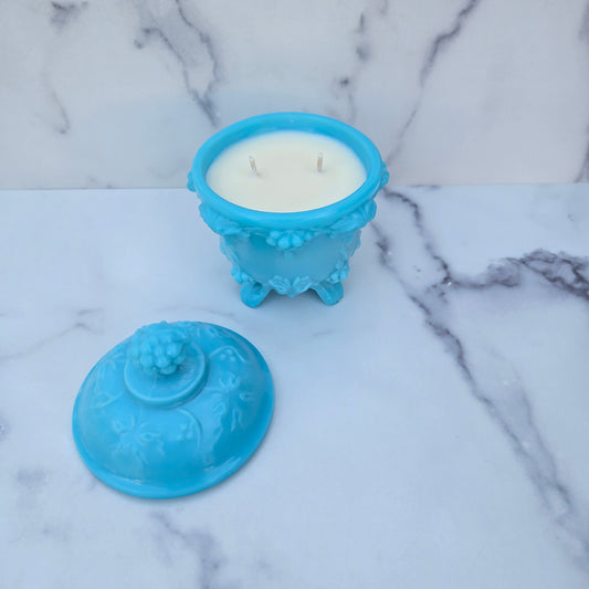 Portieux Vallerystahl Blue Opaline Grape and Vine Dish 1933