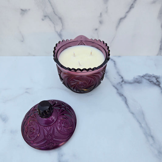 Kemple Amethyst Aztec Covered Sugar 1970s