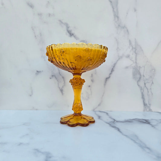 Fenton Amber Rose Compote 1967-1984
