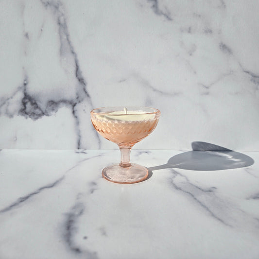 U.S. Glass Pink Floral & Diamond Sherbet 1925