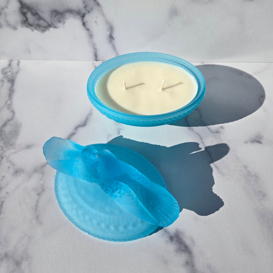Westmoreland Light Blue Mist Lovebirds Dish 1980s