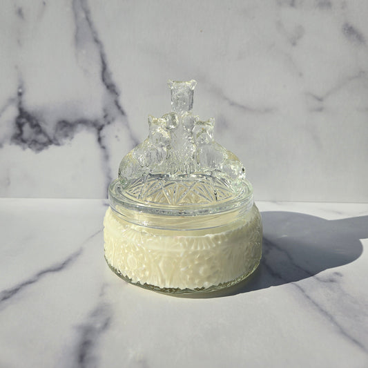 L.E. Smith Clear My Pets Powder Jar 1930s