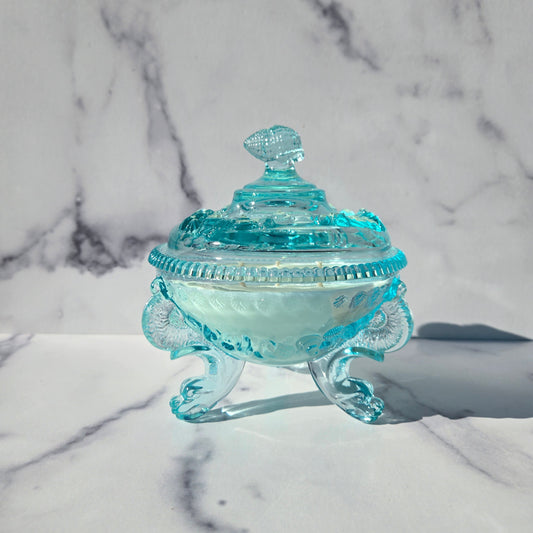 Westmoreland Blue Argonaut Shell Candy Dish 1980s
