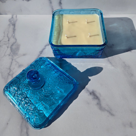 Tiara Horizon Blue Honey Dish 1983