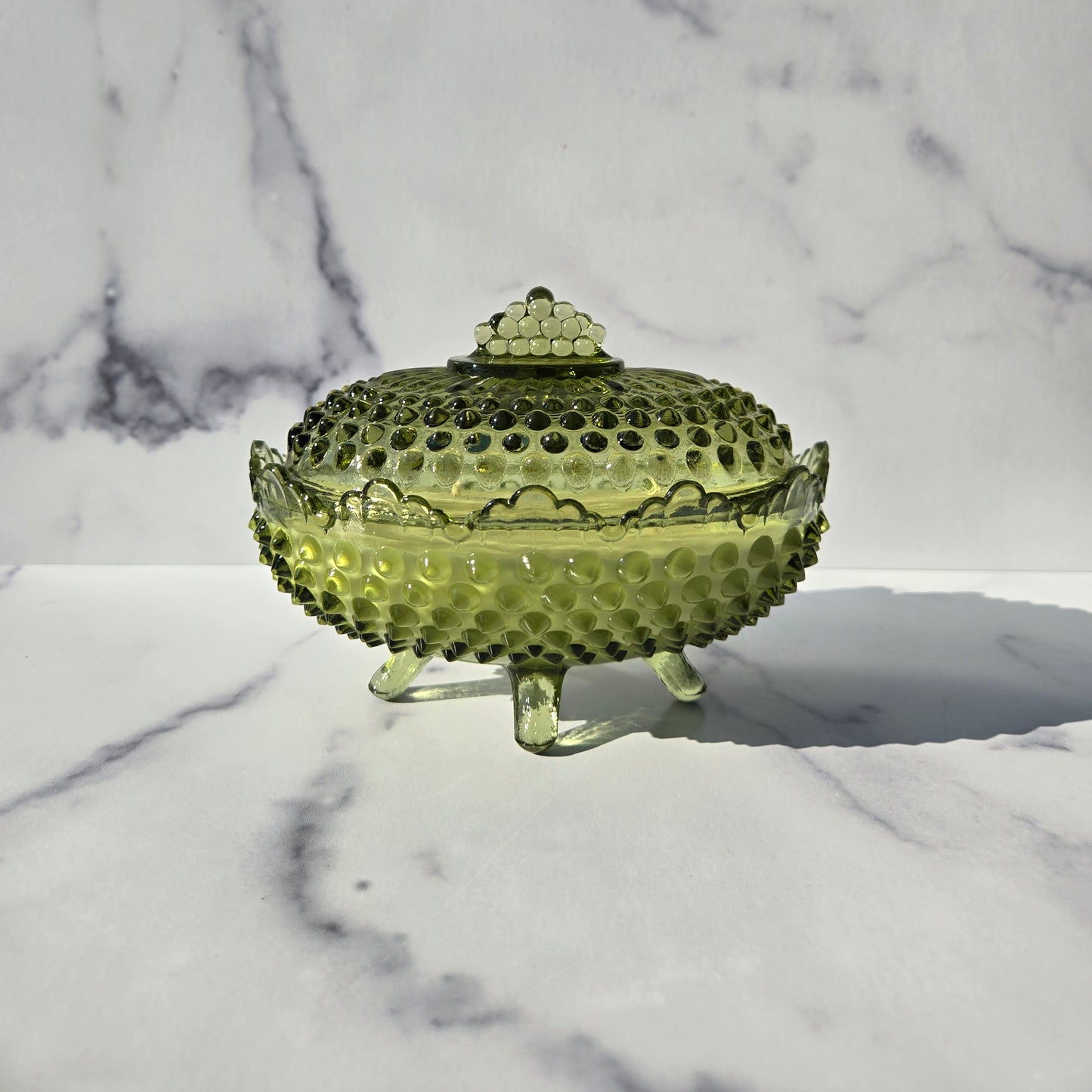 Fenton Colonial Green Oval Hobnail Dish 1963-1977