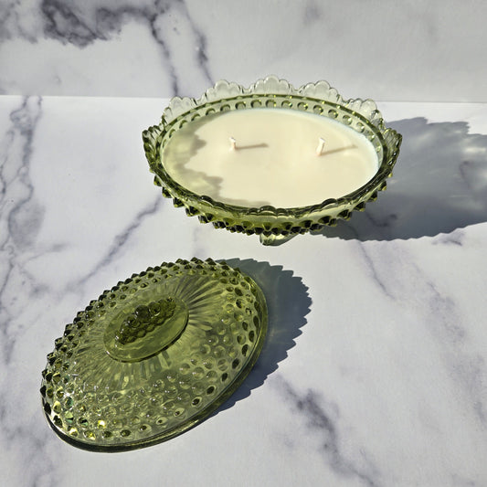 Fenton Colonial Green Oval Hobnail Dish 1963-1977