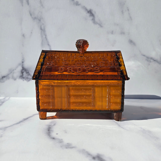 Central Glass Amber Log Cabin Reproduction 1990s