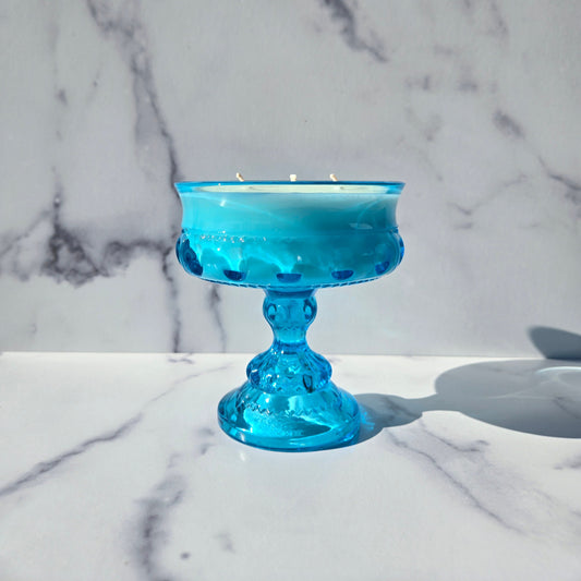 Indiana Glass Ice Blue King's Crown Compote 1960s