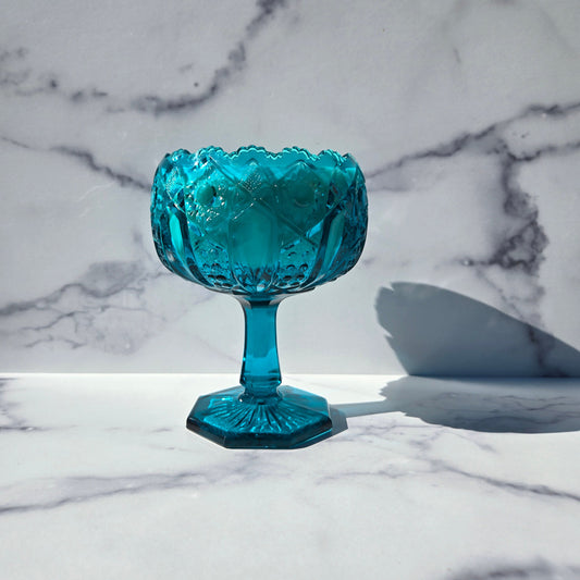 Kemple Blue Quintec Compote 1970s
