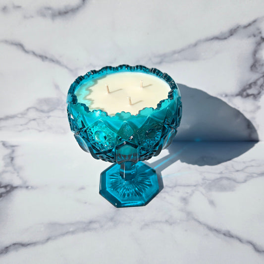 Kemple Blue Quintec Compote 1970s