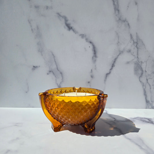 Westmoreland Amber English Hobnail Ashtray 1960s