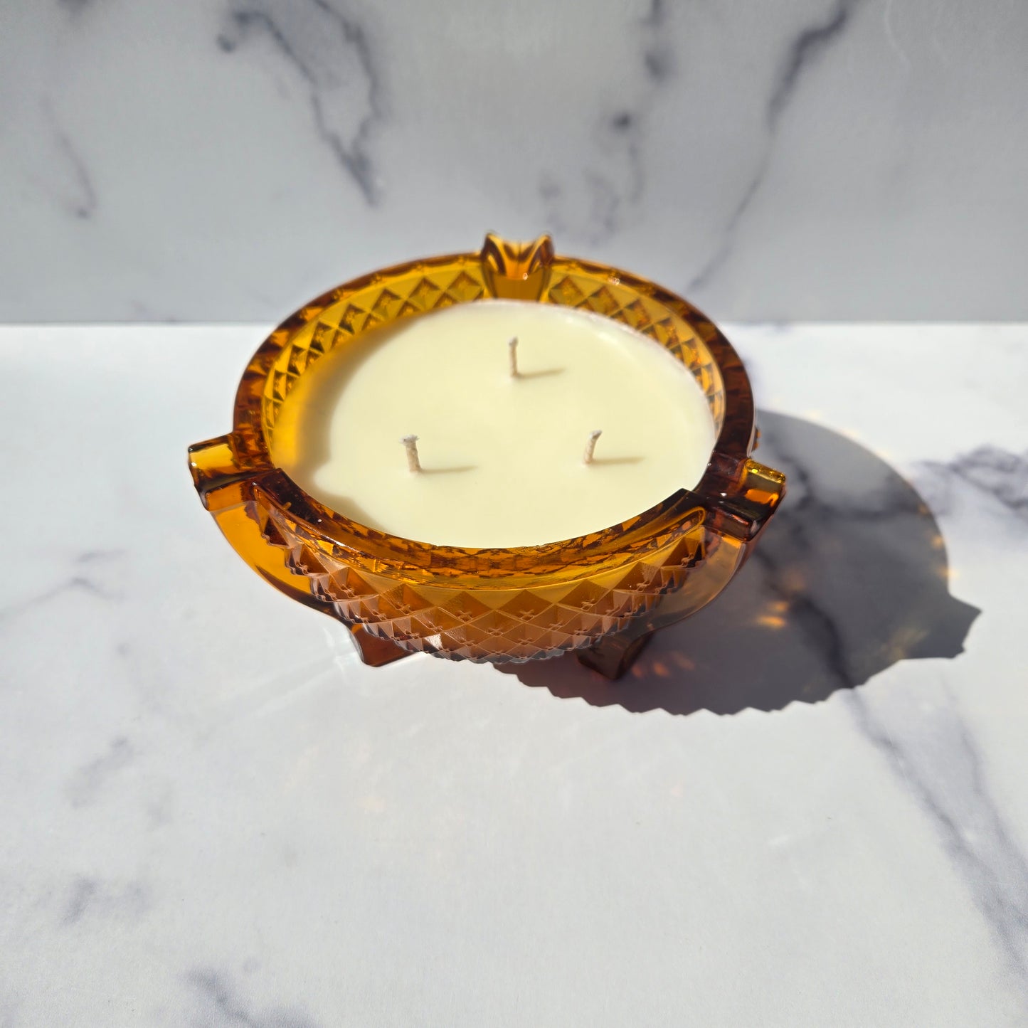 Westmoreland Amber English Hobnail Ashtray 1960s
