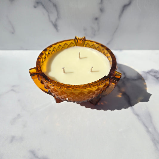 Westmoreland Amber English Hobnail Ashtray 1960s