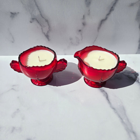 New Martinsville Radiance Ruby Creamer & Sugar 1936-1939