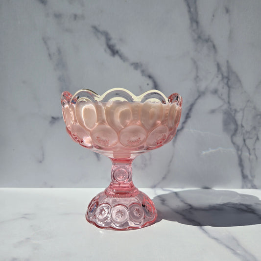 L.E. Smith Pink Moon and Star Compote 1980s