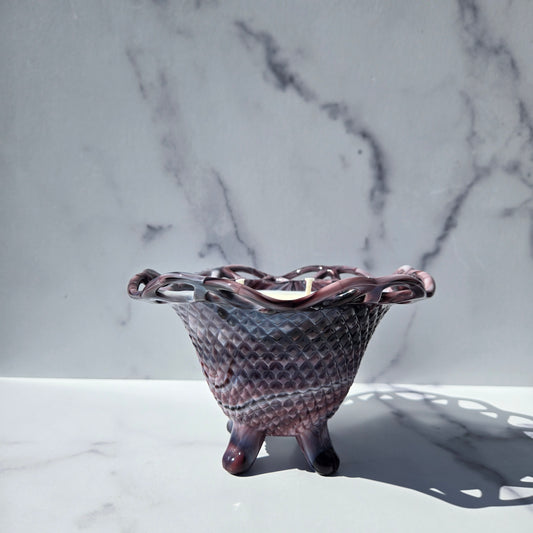 Imperial Purple Slag Lace Edge Bowl 1960s
