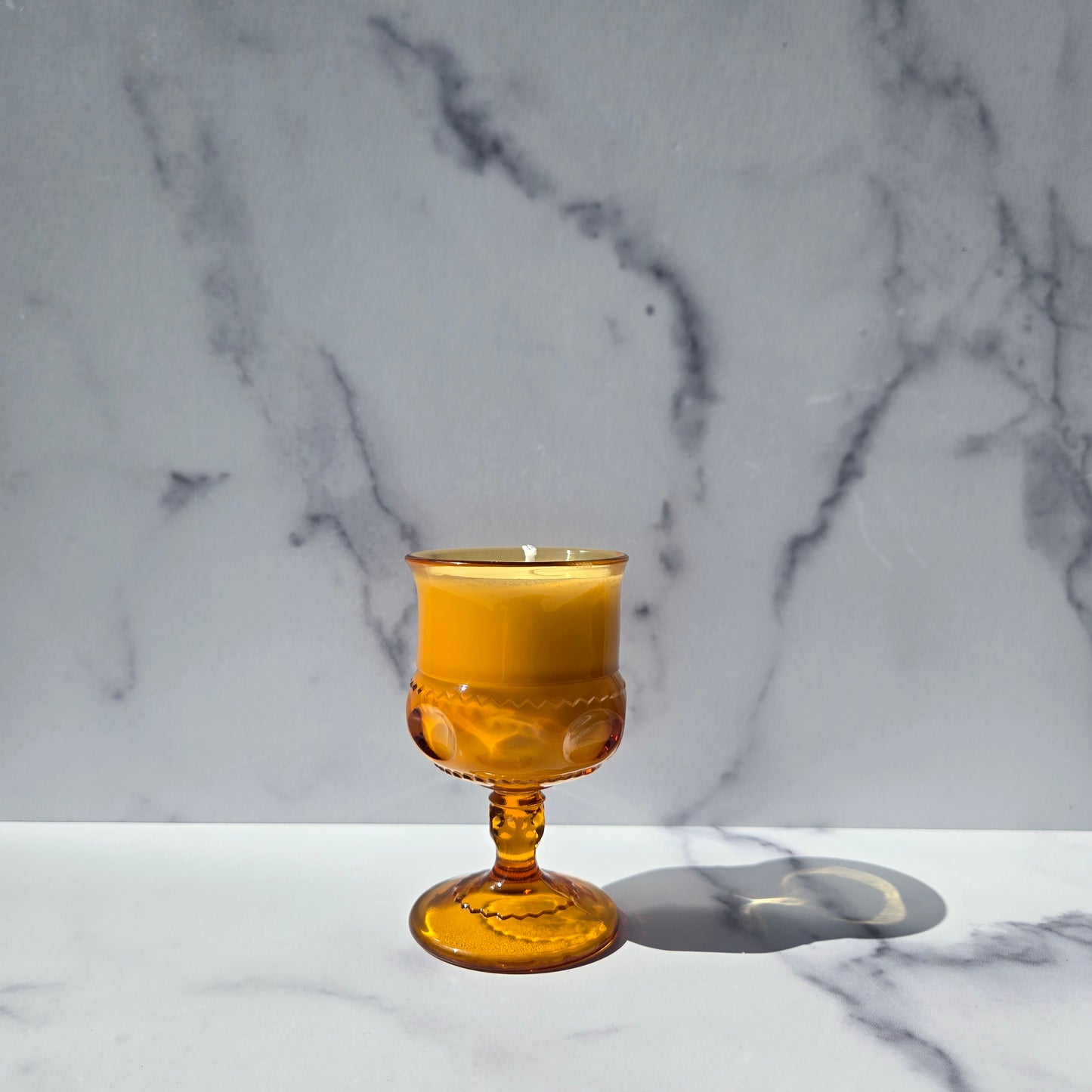 Indiana Amber King's Crown Wine Glass 1960s