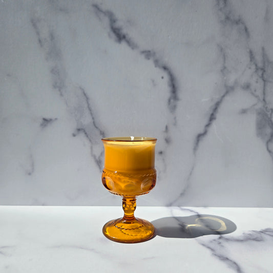 Indiana Amber King's Crown Wine Glass 1960s