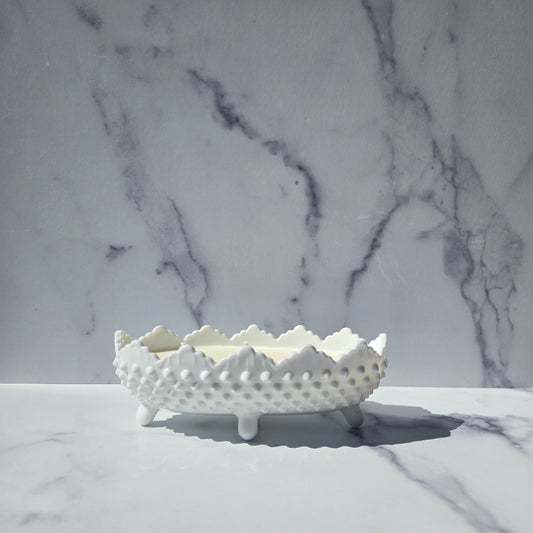 Fenton White Hobnail Oval Dish 1967
