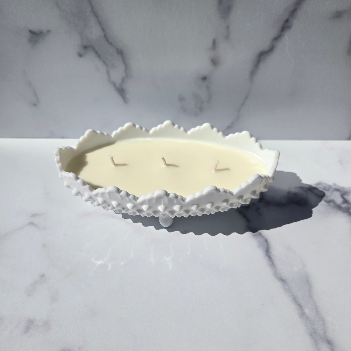 Fenton White Hobnail Oval Dish 1967