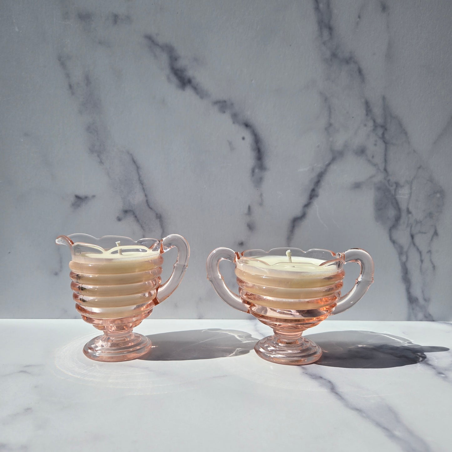 Unknown Pink Creamer & Sugar 1930s