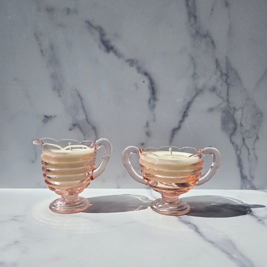 Unknown Pink Creamer & Sugar 1930s