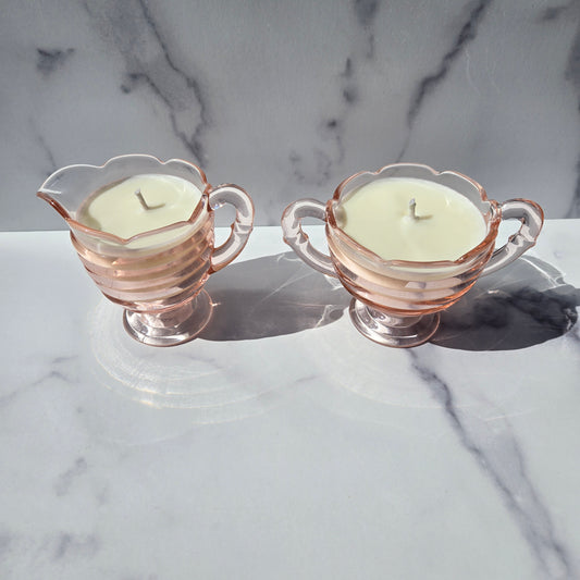 Unknown Pink Creamer & Sugar 1930s