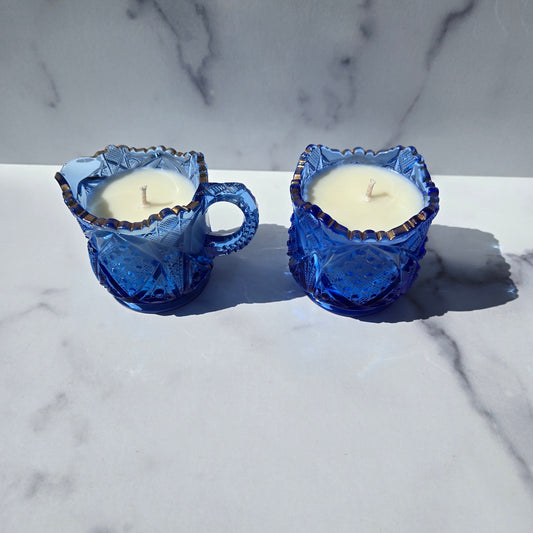 McKee Blue Sunbeam Creamer & Sugar 1898