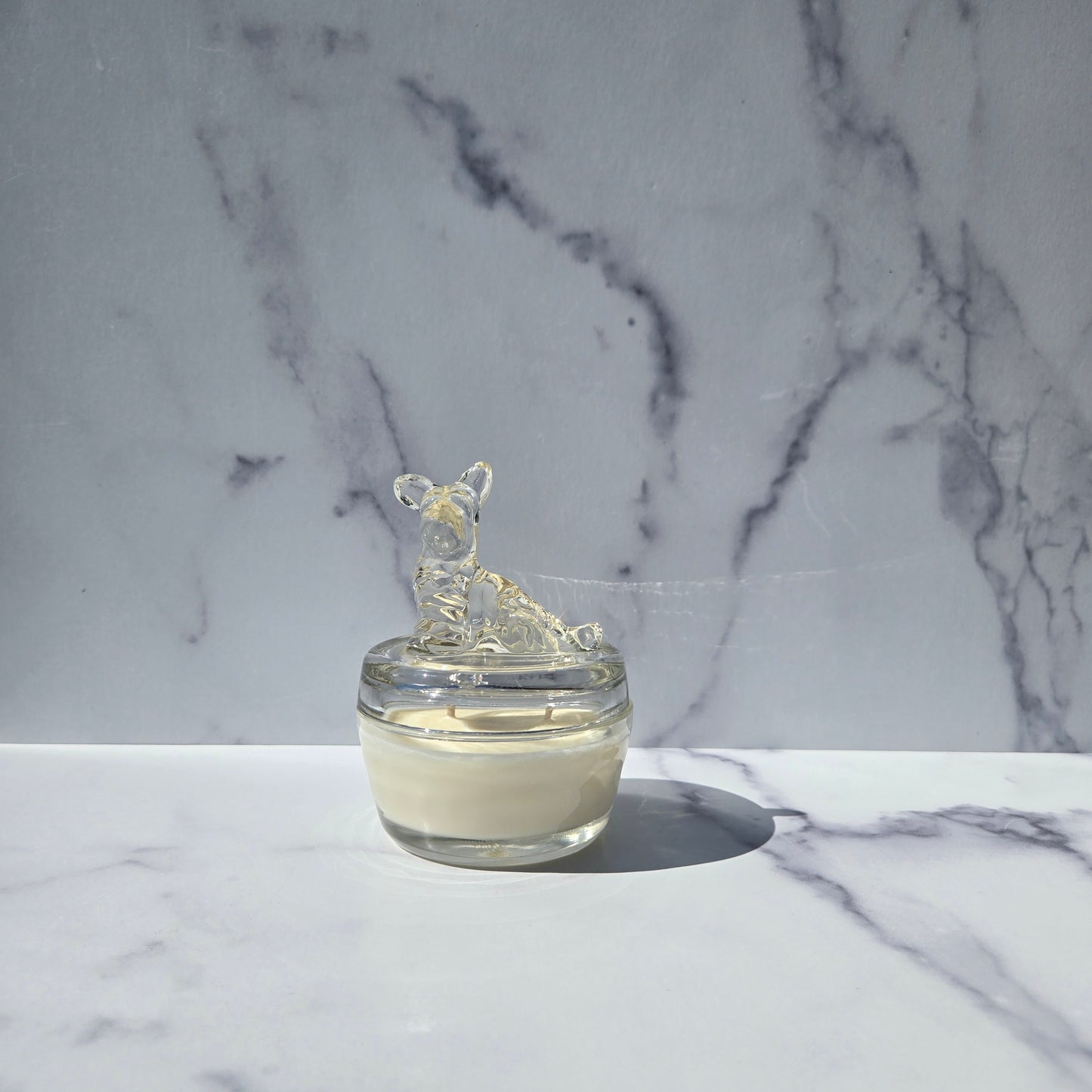 Jeannette Clear Scottie Powder Jar 1950s