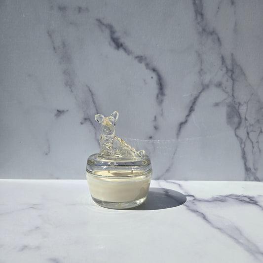 Jeannette Clear Scottie Powder Jar 1950s