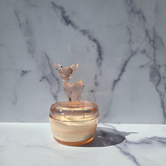 Jeannette Pink Deer Powder Jar 1950s