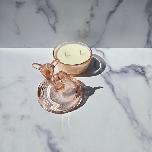 Jeannette Pink Deer Powder Jar 1950s