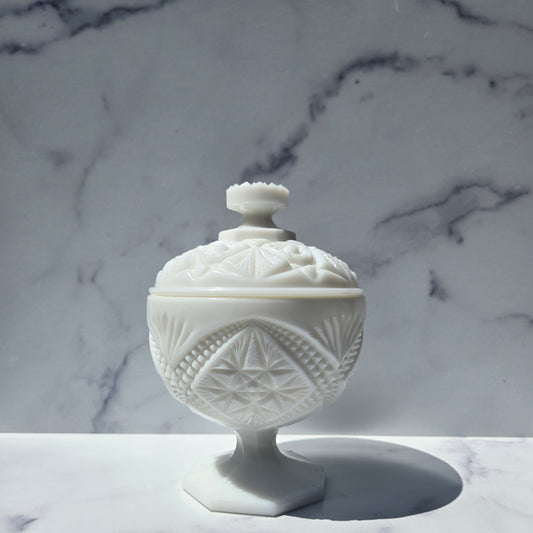 Imperial Milk Glass Eastern Star Compote 1960s